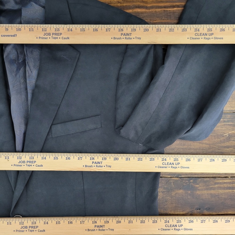 Chaps Men's Sport Coat Blazer Two Button Suede Polyester Grayish Black Size 44R - Picture 3 of 13